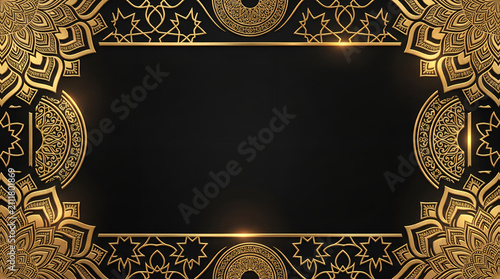 Luxury Golden Mandala Background with Copy Space