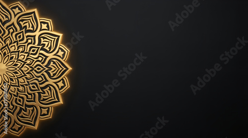 Luxury Golden Mandala Background with Copy Space