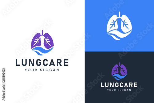Cuadro en lienzo Minimalist Lung Care Logo with Wave Symbol and Modern Medical Healthcare Icon Ve