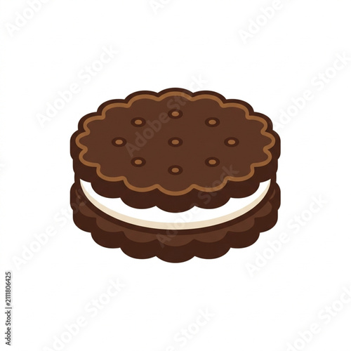 фотографія Delicious chocolate sandwich cookie with creamy filling.