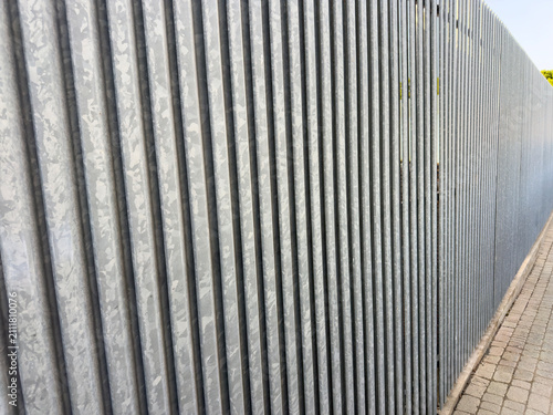Galvanized Steel Sheet Metal Wall Background with Perspective Lines