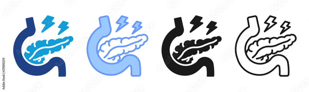 Fototapeta premium Pancreatitis icon set multiple style collection