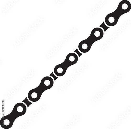 Long segment of bike chain with interconnected links.