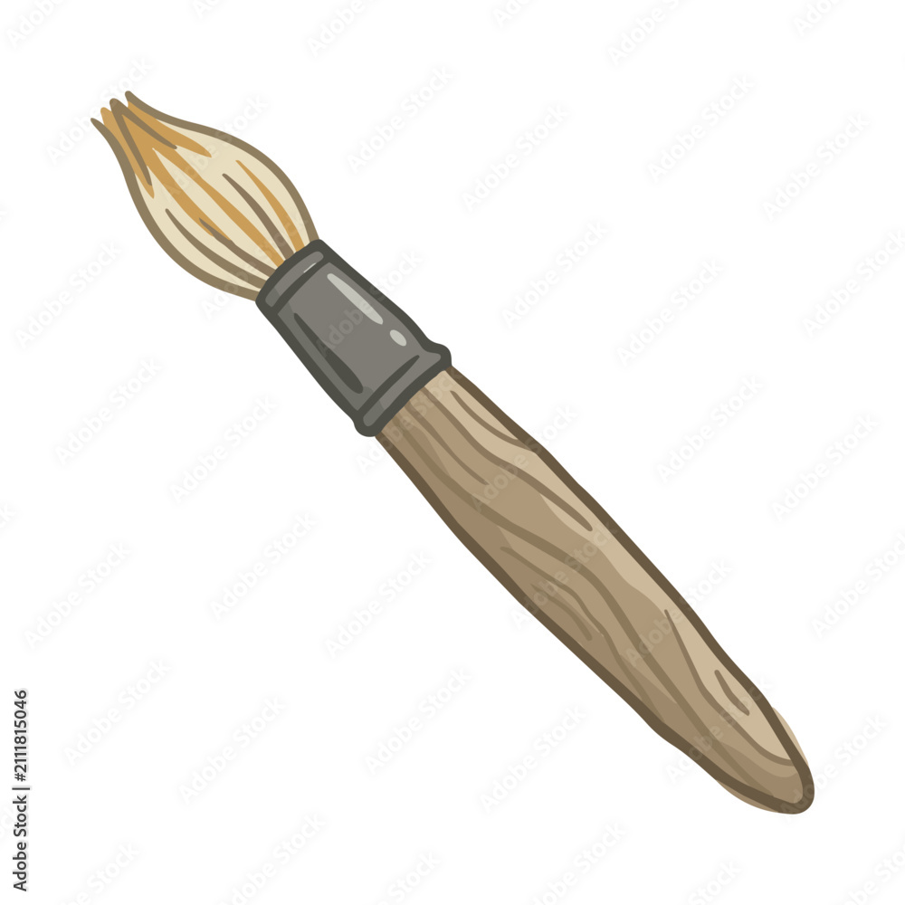 Obraz premium Wooden paintbrush illustration for art projects and painting isolated on white background