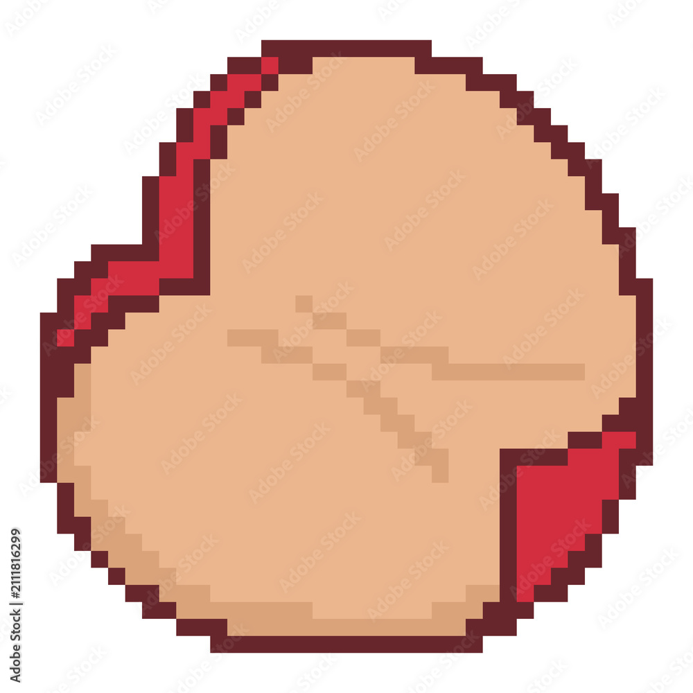 Fototapeta premium Round apple slice fruit pixel art handdrawn organic snack