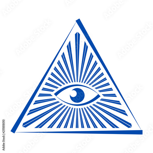 Fotografía Blue All Seeing Eye in Triangle PNG Transparent Background Illuminati Eye of Pro