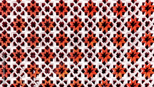Фотография Decorative Breeze Block Wall Texture with Repeating Geometric Lattice Design