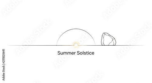 Fotografía Summer Solstice Sunrise Over Horizon with Standing Stone - Celestial Event Illus