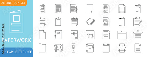 Foto Paperwork Line Icon Set