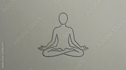 Outline of person meditating in lotus pose calmness and balance concept