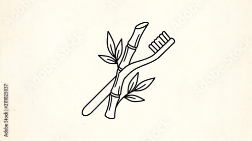 Natural toothbrush bamboo plant organic hygiene oral care concept