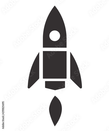 Rocket launch icon. Vector design spaceship lifting off with smoke illustration.