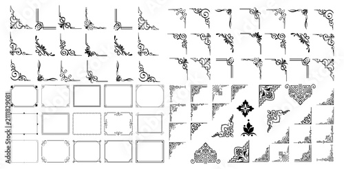 Bild auf Leinwand Vector illustration of decorative corner frame set