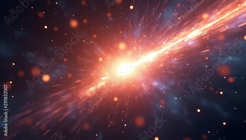 Bright Cosmic Explosion with Starry Nebulae in Deep Space.