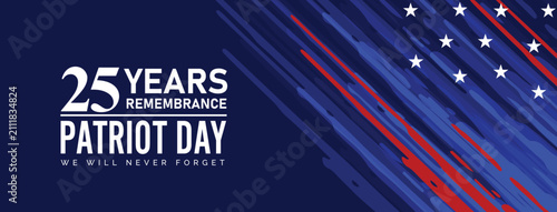 25th anniversary 9 11 Patriot day banner September 11, 2001 illustration.