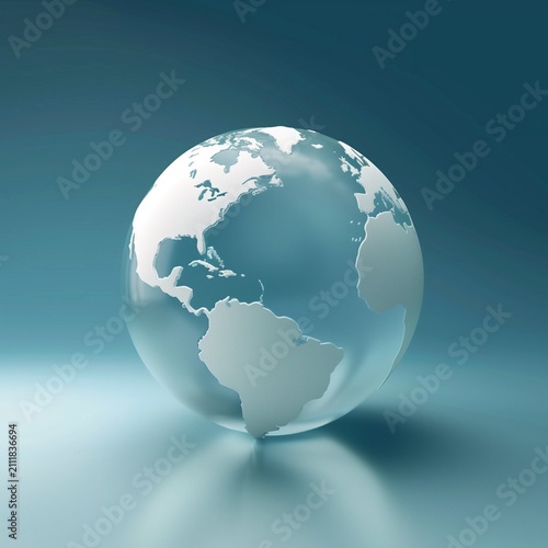 3d globe with soft gradient lighting, corporate style background.