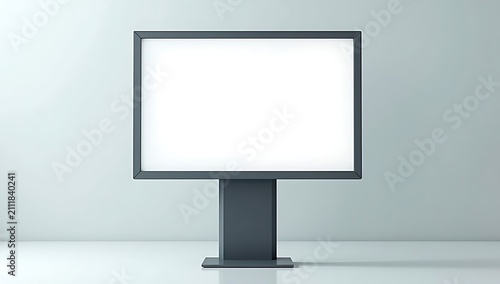 Blank Digital Billboard Screen Displaying White Copy Space.