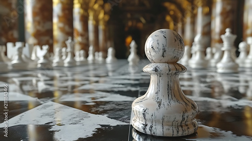 Close up of white chess king piece on chess board