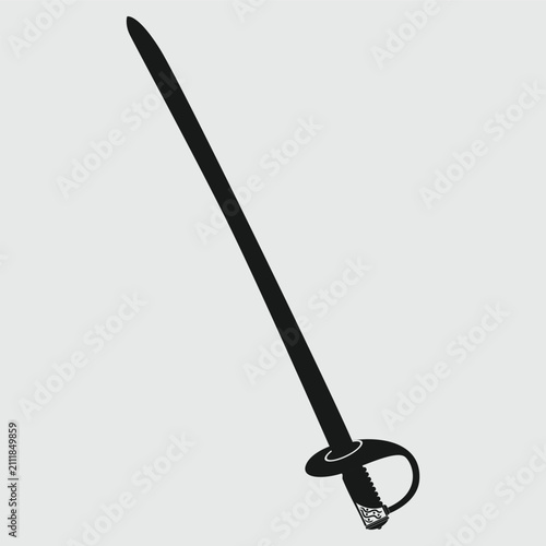 Canvastavla Classic Pirate Cutlass Sword Black Silhouette Vector Illustration