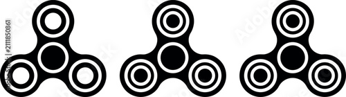Fidget spinner icon set isolated on white background flat black vector illustrations for stress relief toys