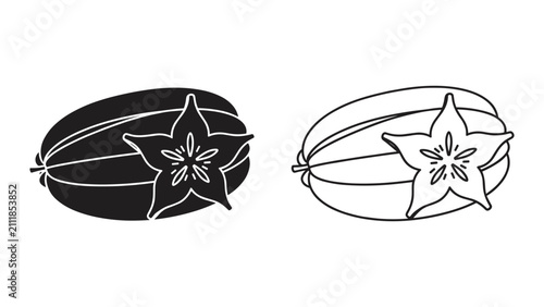 Foto Star fruit icon set, vector illustration of carambola fruit, tropical exotic fru