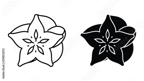 Bild auf Leinwand Star fruit icon set, outline and solid style