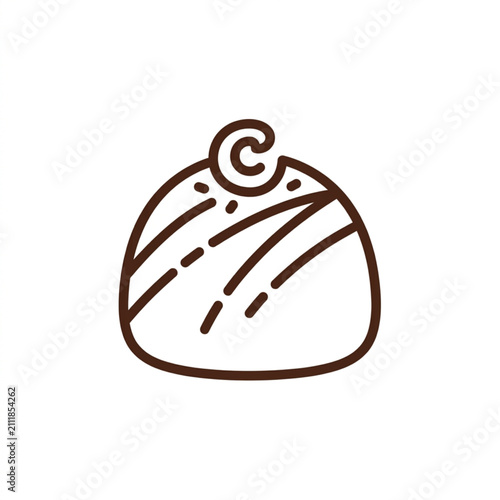 Foto Hand Drawn Chocolate Truffle with Swirl Design.