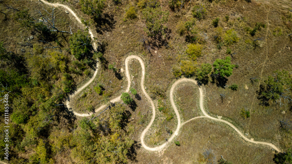 Obraz premium Drone photo of a Mountain Bike track in Queensland