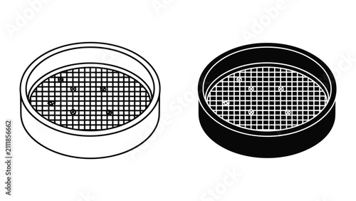 Schilderij op canvas Sieve icon, isometric style laboratory equipment for soil analysis, grain sortin