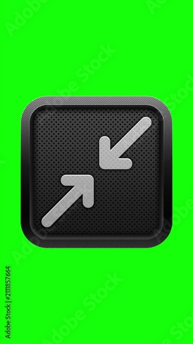 3D Vertical Opposite Scale Arrows Icon on Green Screen Button