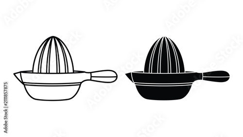 Konstfotografi Citrus juicer icon set, lemon squeezer vector illustration, kitchen tool for fre