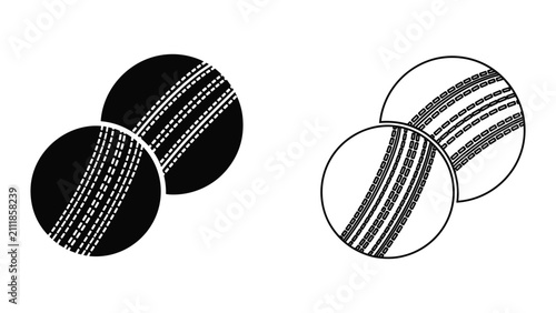 Bild auf Leinwand Cricket ball icon set, vector illustration of sports equipment, isolated on whit