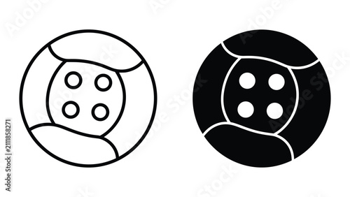 Quadro su tela Set of clothing buttons, vector illustration of a sewing button with four holes,