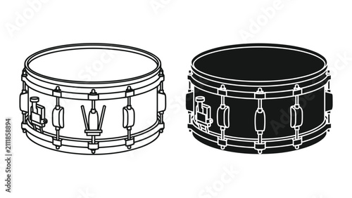 Canvastavla Snare drum icon set, simple style vector illustration of musical instrument isol