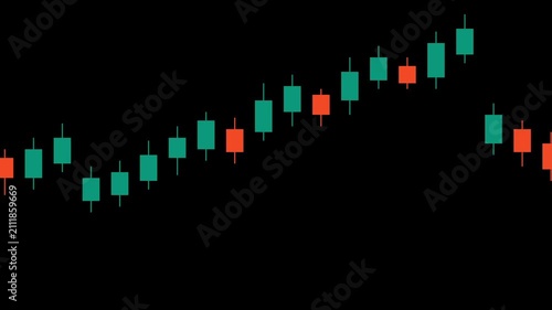 Financial stock market candlestick chart showing bullish growth trends