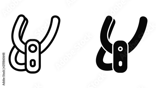 Fotografie Vector icon of a medical or industrial clamp or forceps tool, featuring a hinged