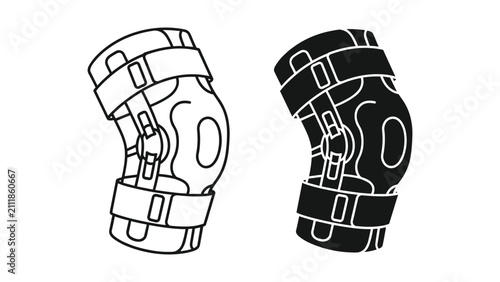 Fotografie Knee brace icon set, simple style orthopedic medical equipment for joint support