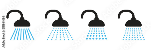Bathroom Icons Set – Toilet, Shower, Bathtub, Washroom and Restroom Facilities Vector.