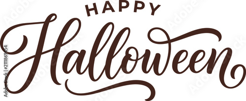 Elegant black cursive calligraphy text design wishing everyone a very happy halloween holiday celebration