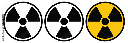 Canvastavla Radiation warning icon, vector illustration featuring trefoil symbols for nuclear danger, radioactive hazards, safety alerts, contamination risks, and industrial warning design