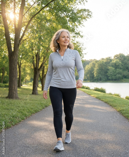 Active Mature Woman Enjoying Healthy Outdoor Lifestyle
