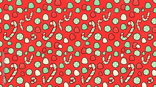 Retro Candy Christmas Gift Wrap Pattern, Seamless Candy Cane Peppermint
Design