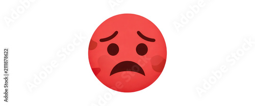 Red Sad Emoji Isolated Transparent Background