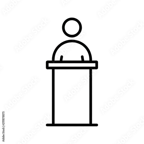 White Line Outline Podium Transparent Background