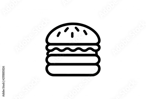 Burger Outline Design Element Transparent Background