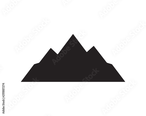 PrMinimalist black mountain silhouette vector icon. Abstract geometric peak logo design for branding and modern graphics.int