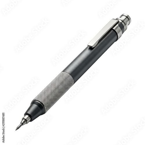 A Luxury Metallic Rollerball Pen with Open Cap Isolated on a transparent Background.