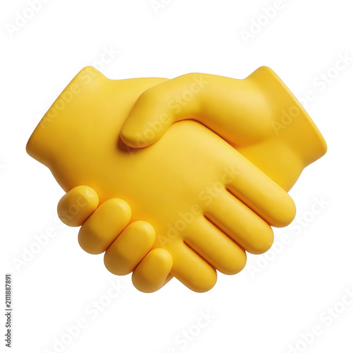 Yellow 3d Handshake Isolated Transparent Background