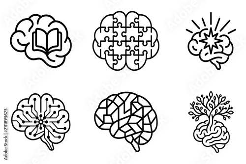 Clean Brain Outline Icon Vector