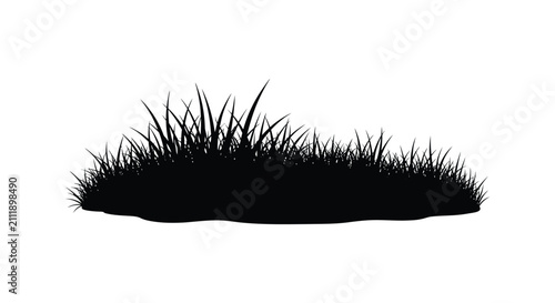 Bild auf Leinwand Patch Of Grass Silhouette Against White Background